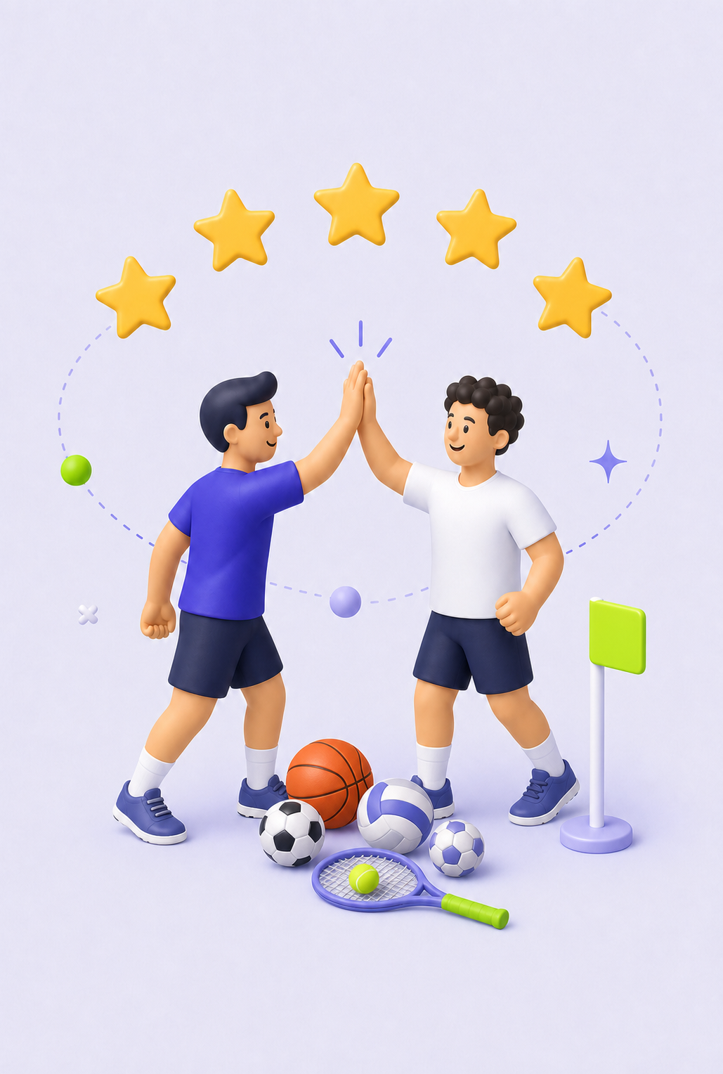 Ilustracija igrača različitih sportova koji se ocjenjuju nakon termina